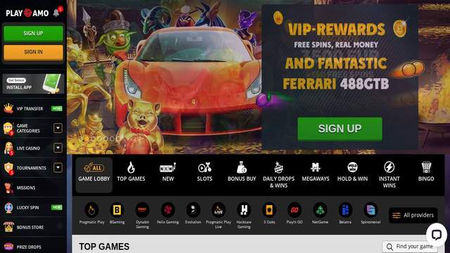 Playamo casino screenshot